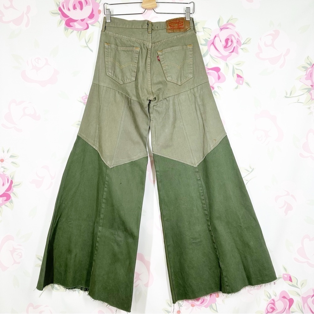 NEW Free People x Tricia Fix Reworked Denim Bell Wide Leg Flare Jeans XS - Picture 13 of 15
